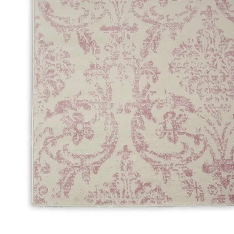 8' X 10' Cream Damask Power Loom Area Rug
