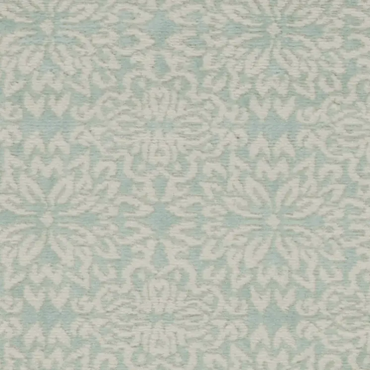 7' Aqua Floral Power Loom Runner Rug