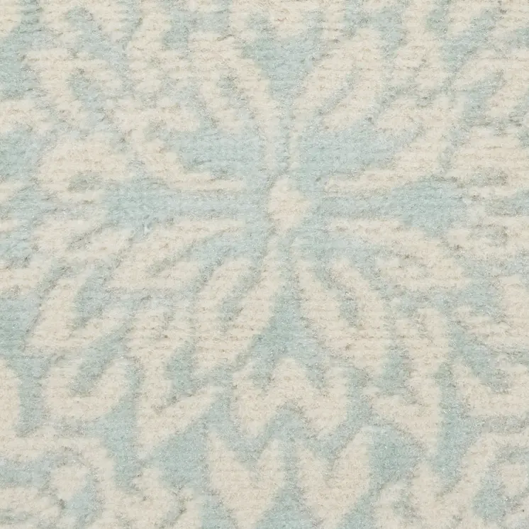 2' X 4' Aqua Floral Power Loom Area Rug