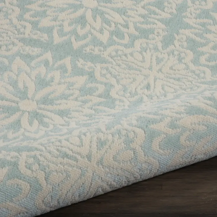 5' Aqua Round Floral Power Loom Area Rug