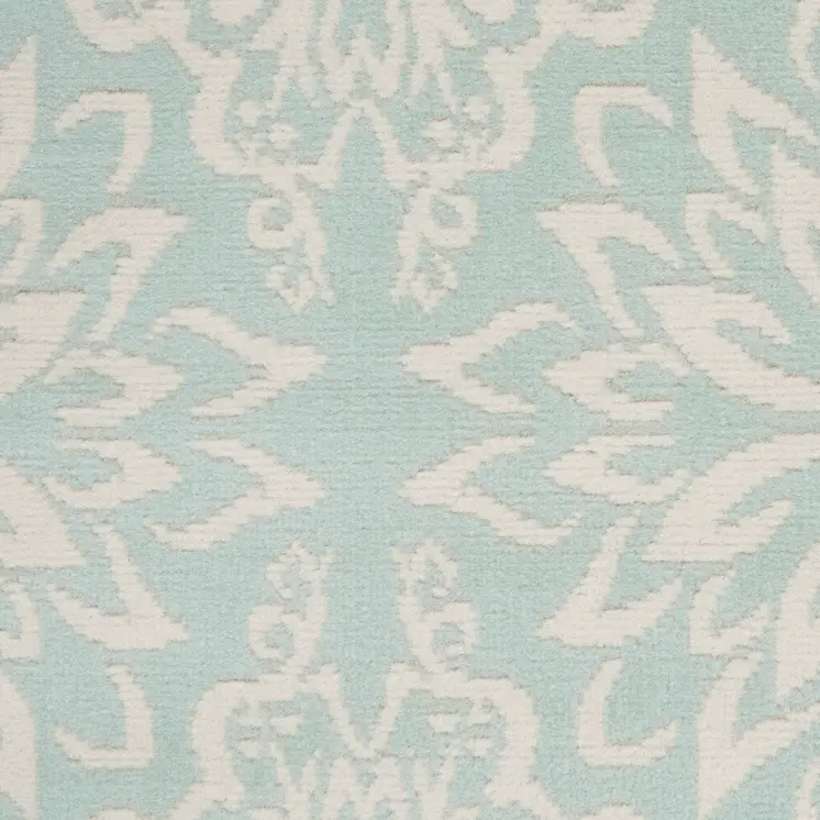 4' X 6' Aqua Floral Power Loom Area Rug