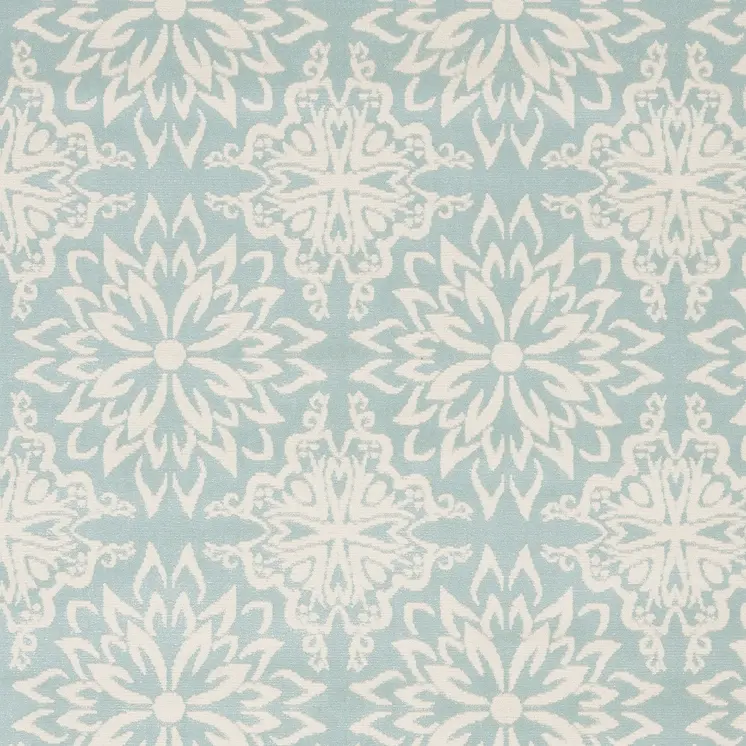 5' X 7' Blue and Ivory Floral Medallion Power Loom Area Rug