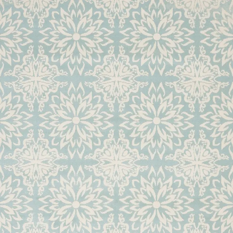 5' X 7' Blue and Ivory Floral Medallion Power Loom Area Rug