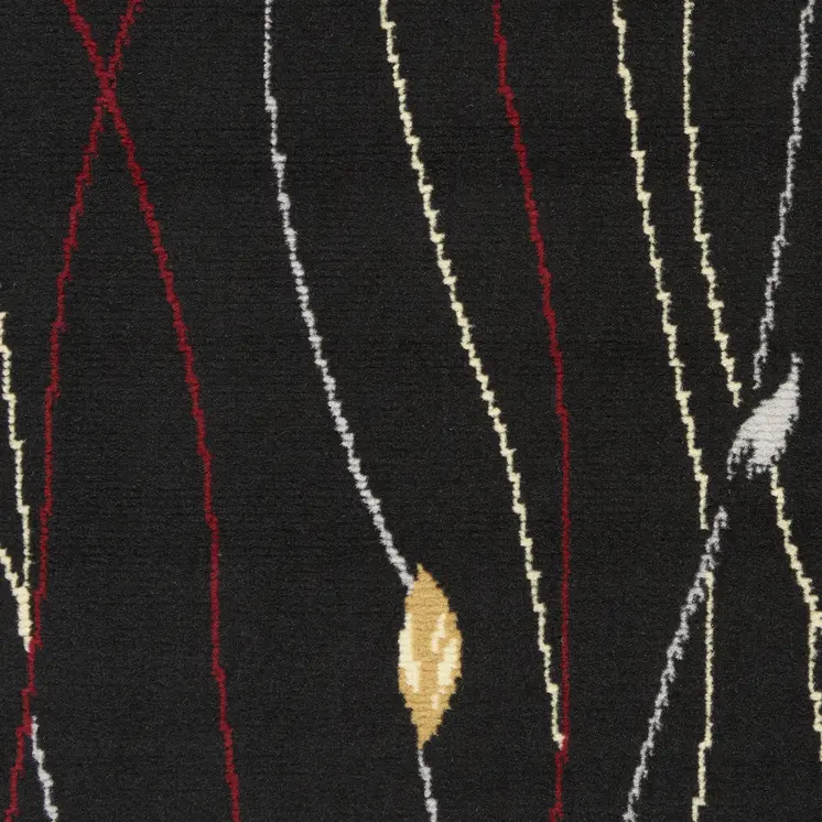 8' X 10' Black and Ivory Floral Power Loom Non Skid Area Rug