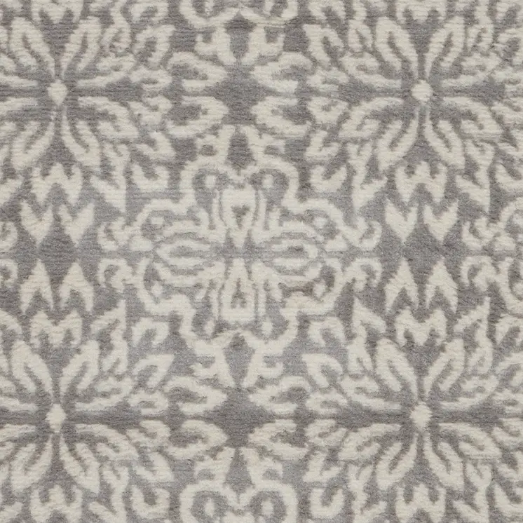 2' X 4' Gray Floral Power Loom Area Rug