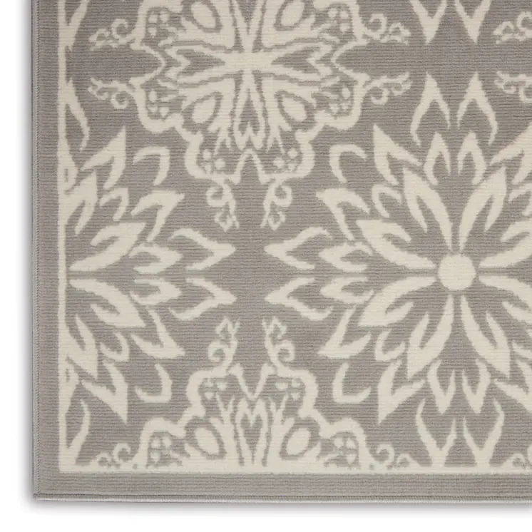 5' X 7' Gray Floral Power Loom Area Rug
