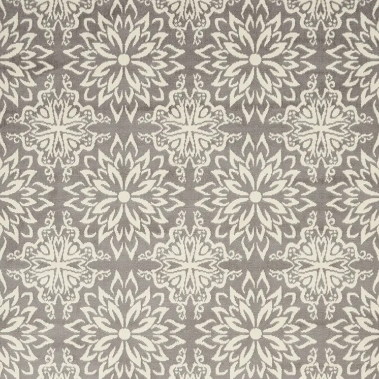 6' X 9' Gray Floral Power Loom Area Rug