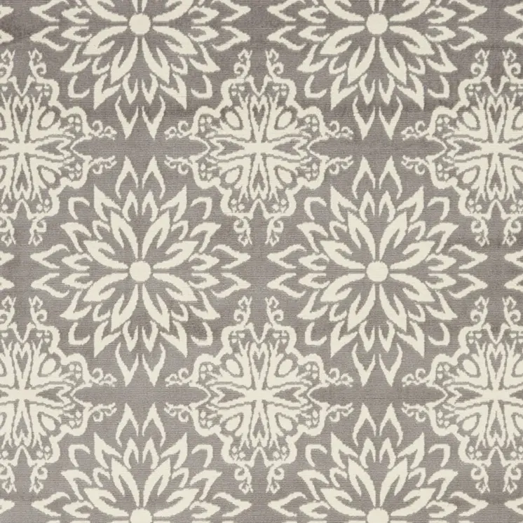 6' X 9' Gray Floral Power Loom Area Rug