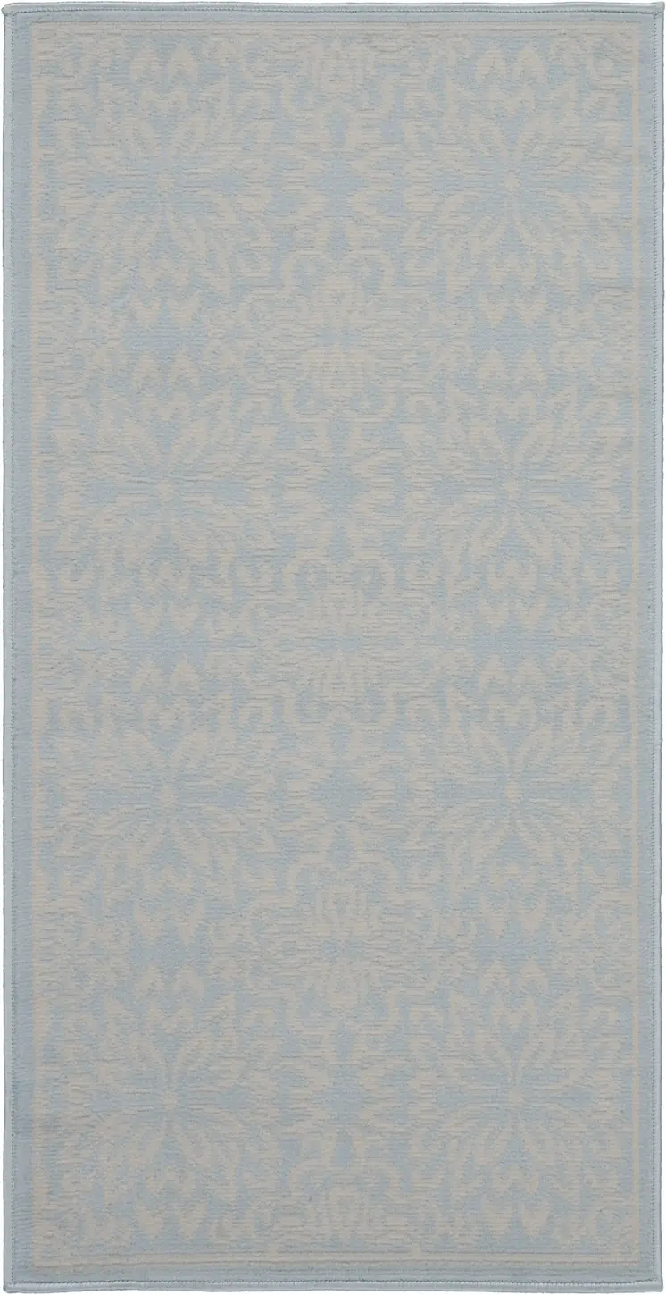 2' X 4' Light Blue Floral Power Loom Area Rug