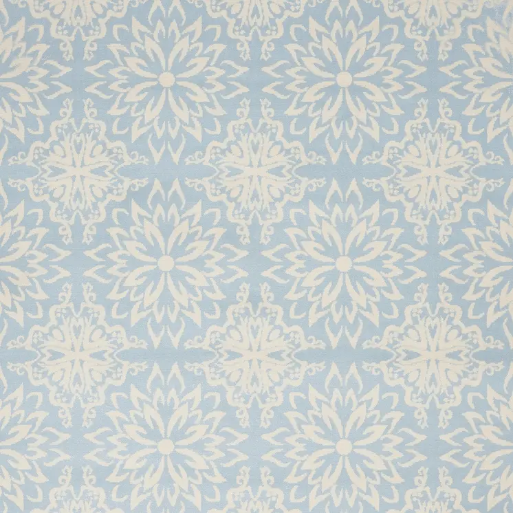5' X 7' Light Blue Floral Power Loom Area Rug