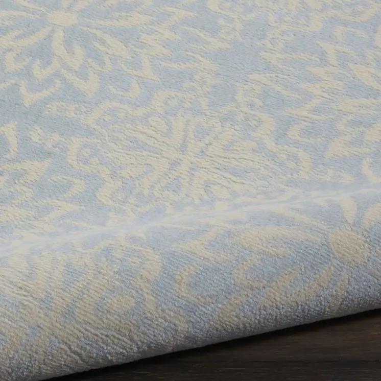 5' Light Blue Round Floral Power Loom Area Rug