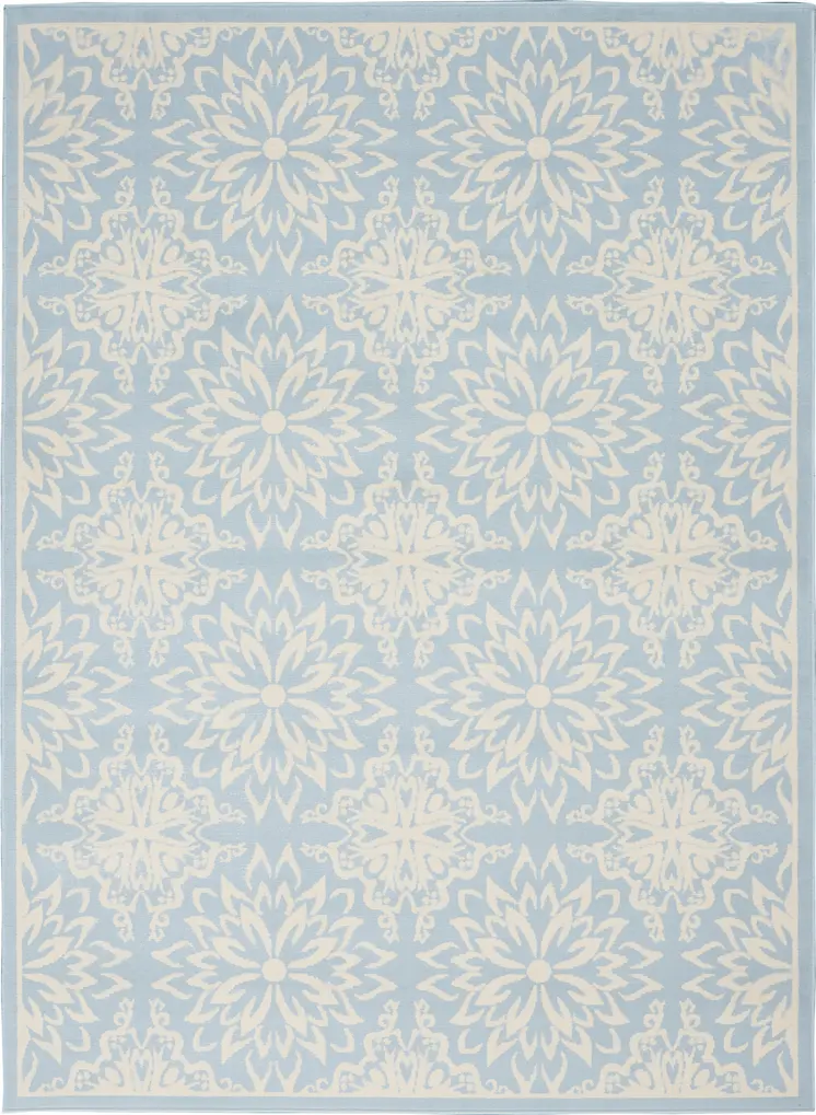 6' X 9' Light Blue Floral Power Loom Area Rug