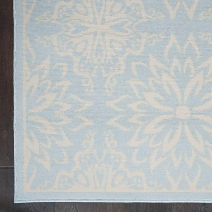 6' X 9' Light Blue Floral Power Loom Area Rug