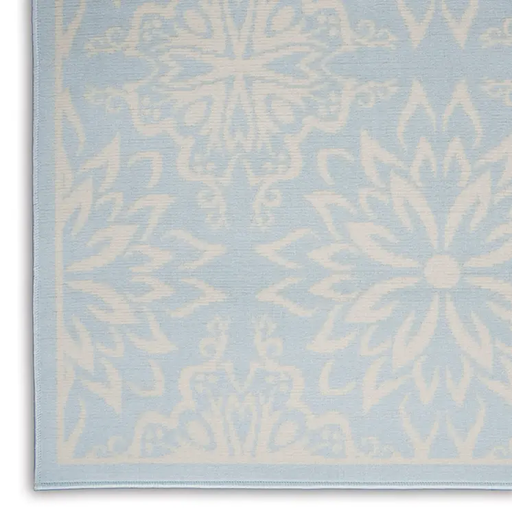 6' X 9' Light Blue Floral Power Loom Area Rug