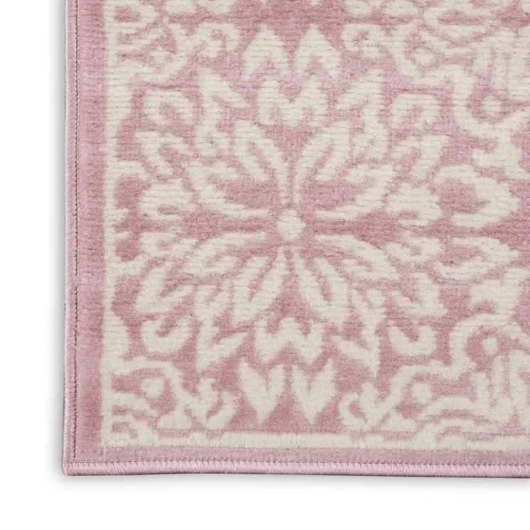7' Pink Floral Power Loom Runner Rug