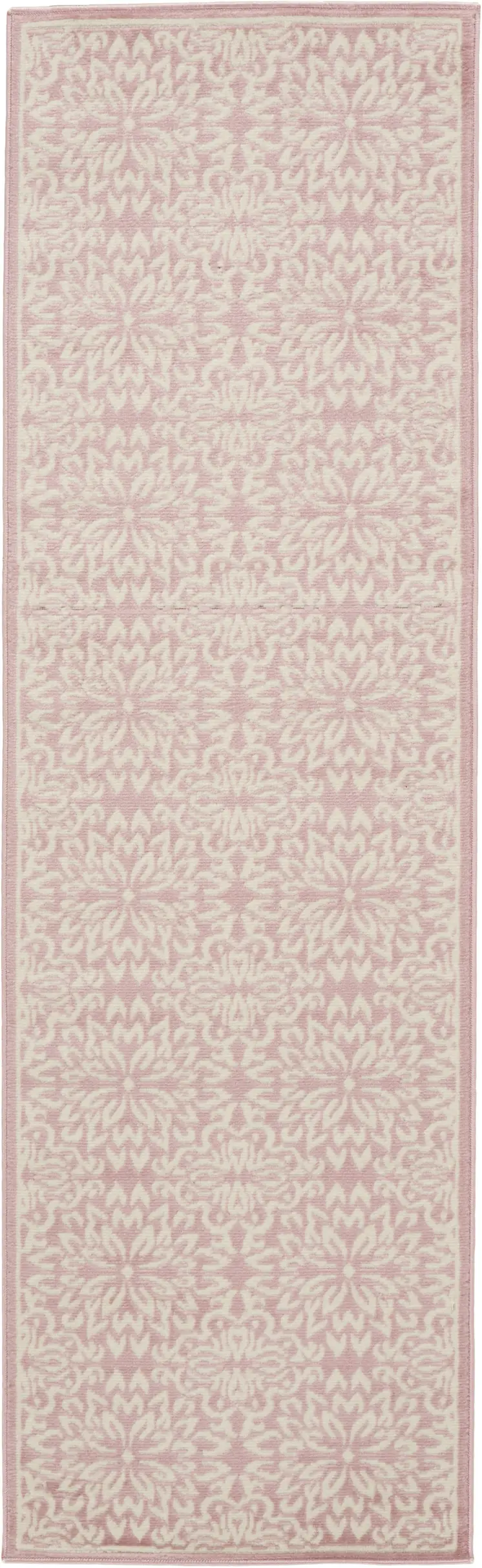 7' Pink Floral Power Loom Runner Rug