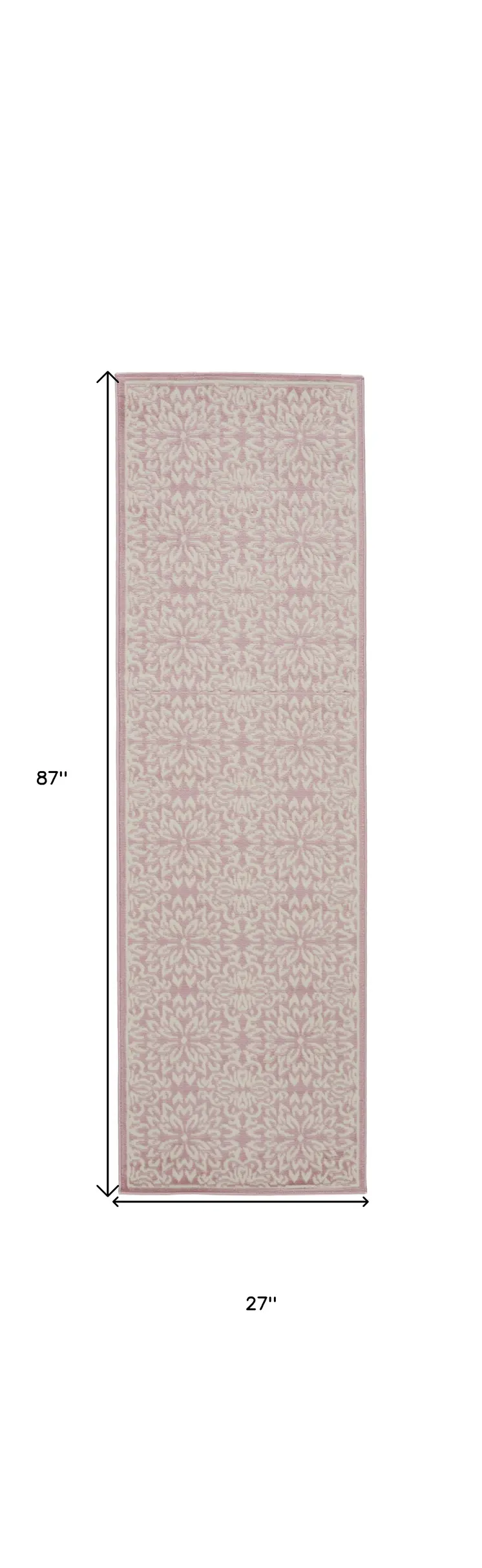 7' Pink Floral Power Loom Runner Rug
