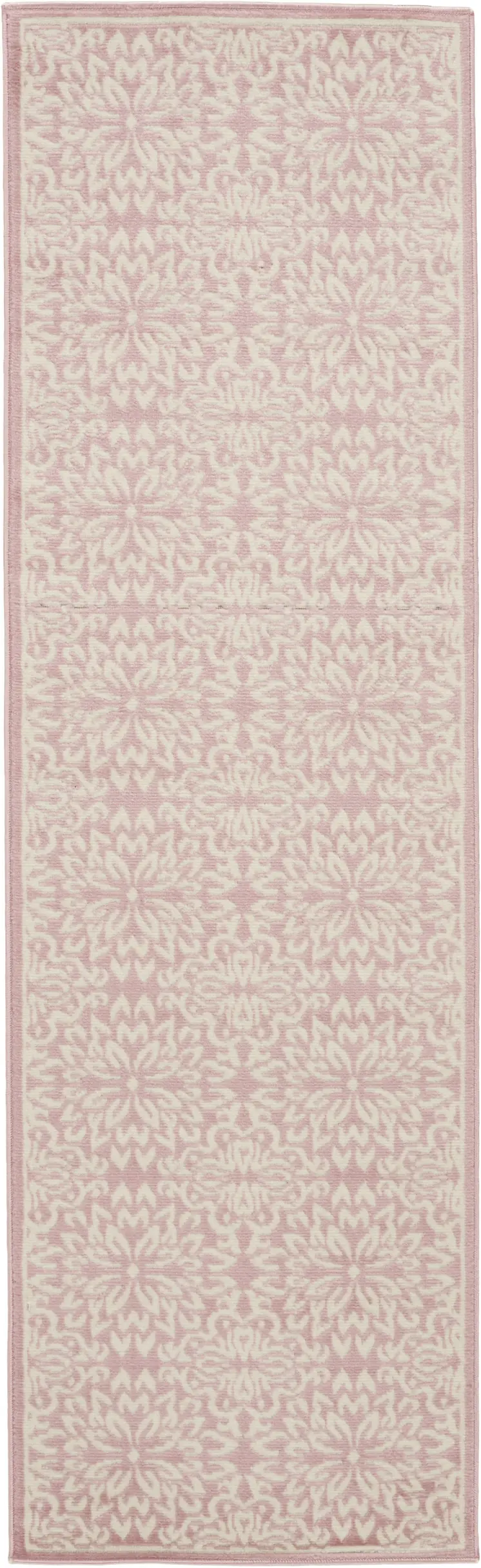 7' Pink Floral Power Loom Runner Rug