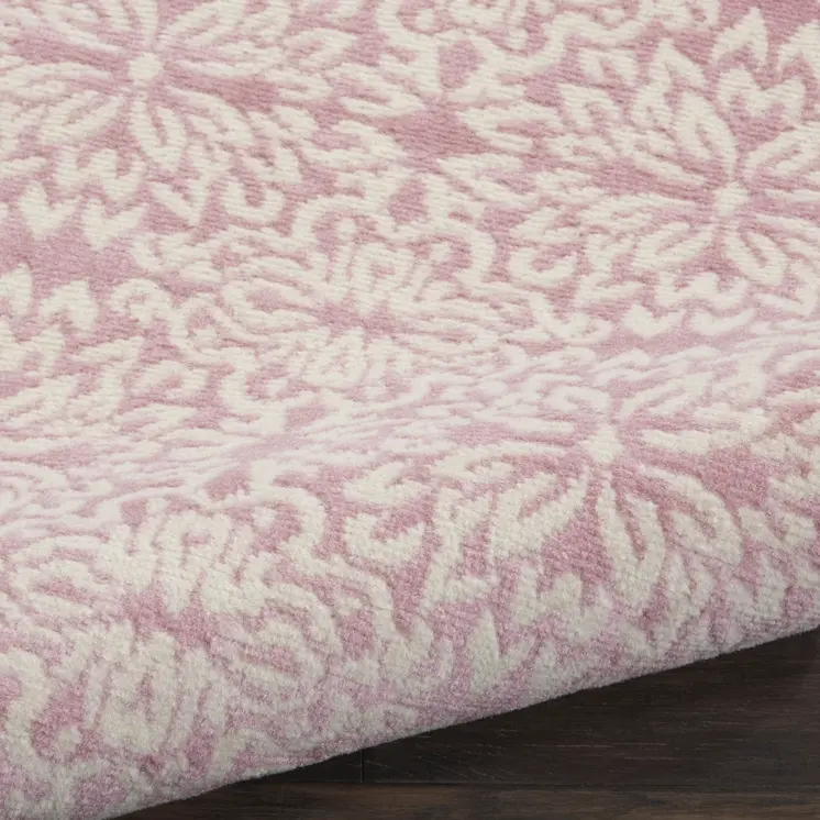 4' X 6' Pink Floral Power Loom Area Rug