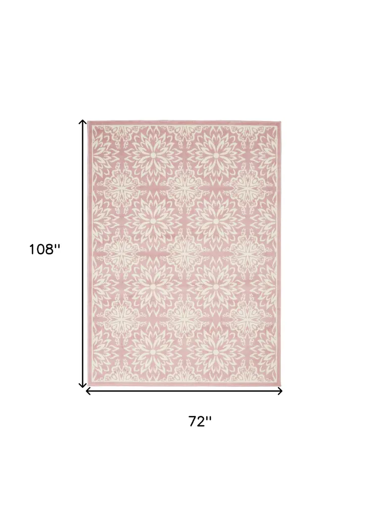 6' X 9' Pink Floral Power Loom Area Rug