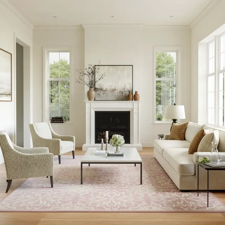 8' X 10' Pink Floral Power Loom Area Rug
