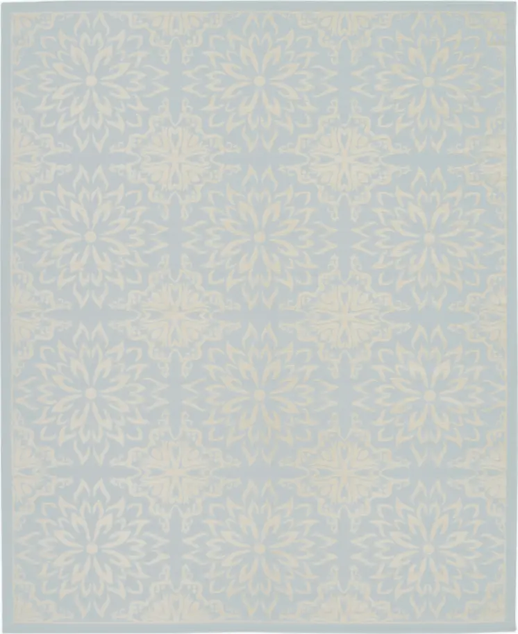 8' X 10' Light Blue Floral Power Loom Area Rug