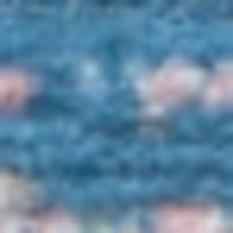 8' Blue Damask Power Loom Runner Rug