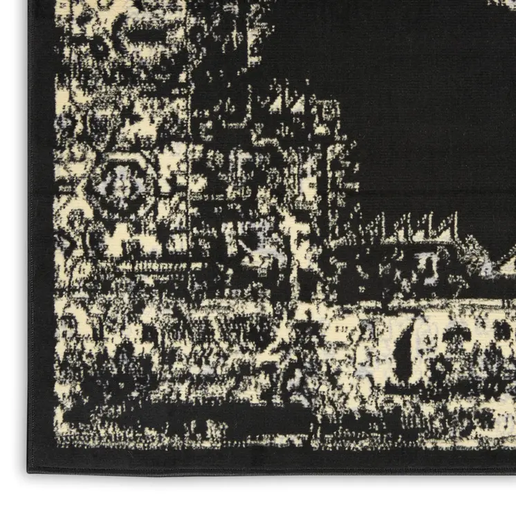 5' X 7' Cream Damask Power Loom Area Rug