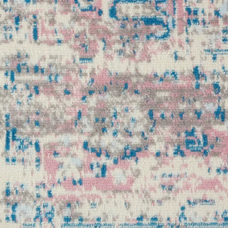 10' Pink And Ivory Medallion Runner Rug