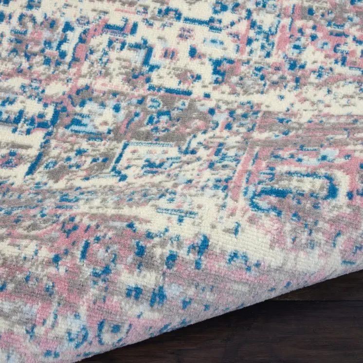 10' Pink And Ivory Medallion Runner Rug