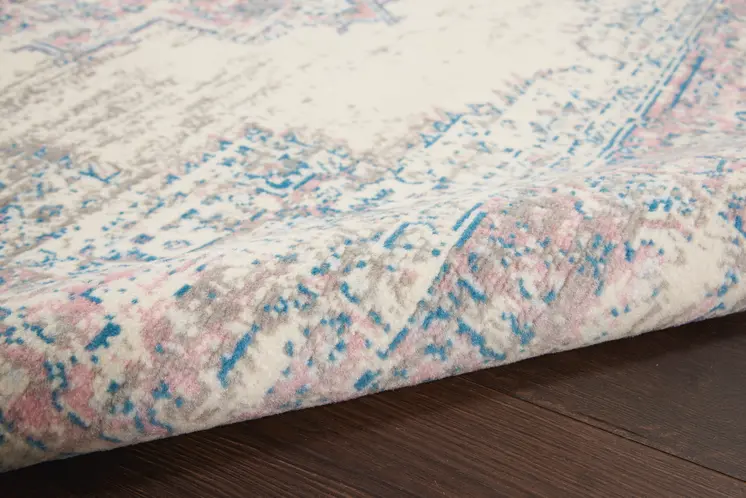 6' X 9' Pink and Ivory Medallion Power Loom Area Rug