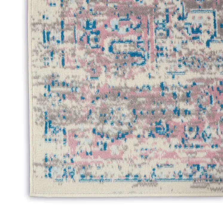 8' X 10' Pink Damask Power Loom Area Rug
