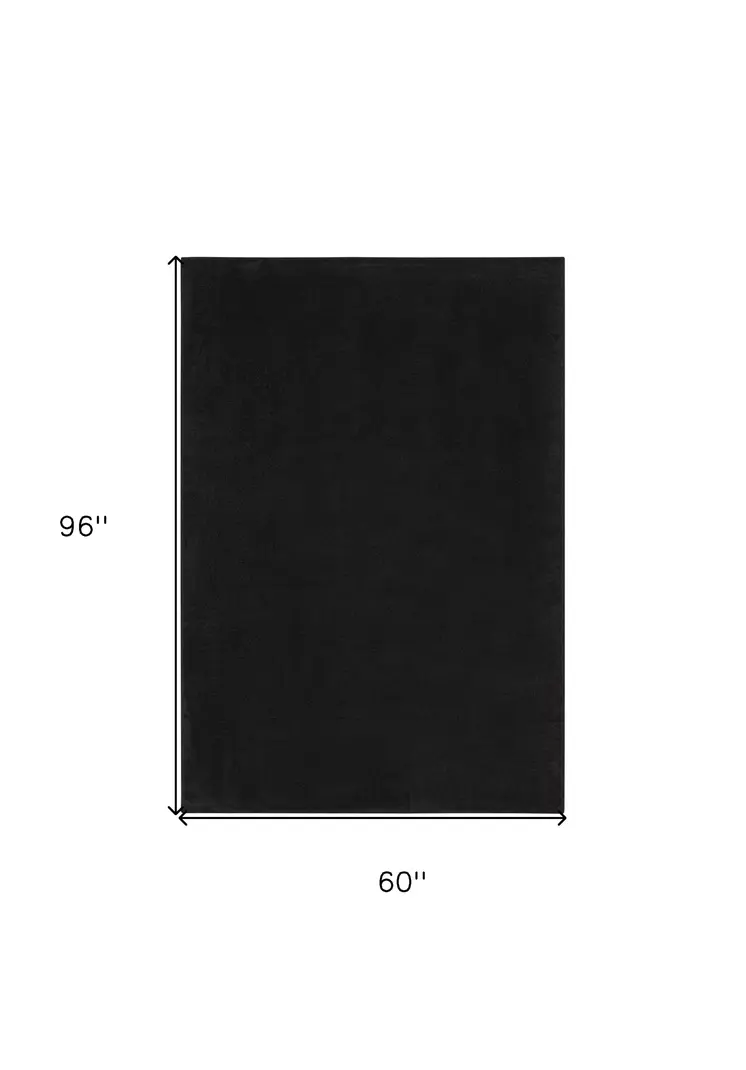 5' X 8' Black Power Loom Area Rug