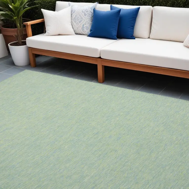 9' X 12' Blue And Green Indoor Outdoor Area Rug