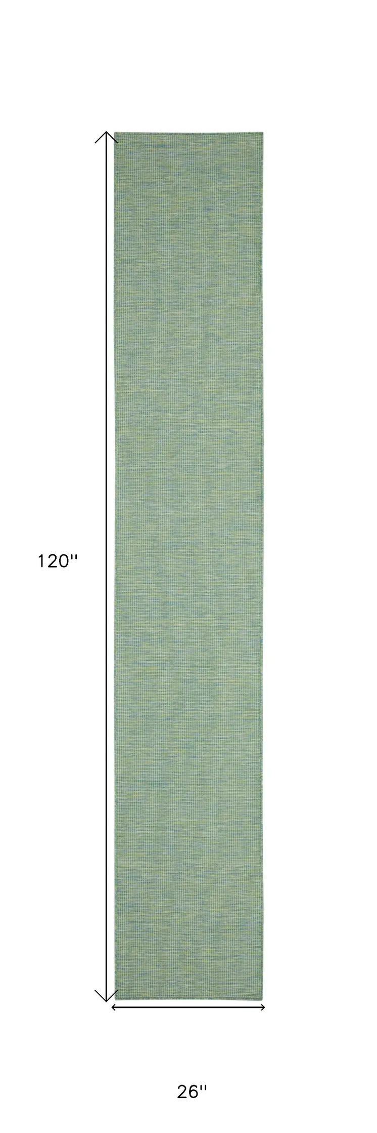 10' Blue and Green Power Loom Indoor Outdoor Runner Rug