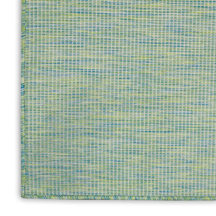 10' Blue and Green Power Loom Indoor Outdoor Runner Rug