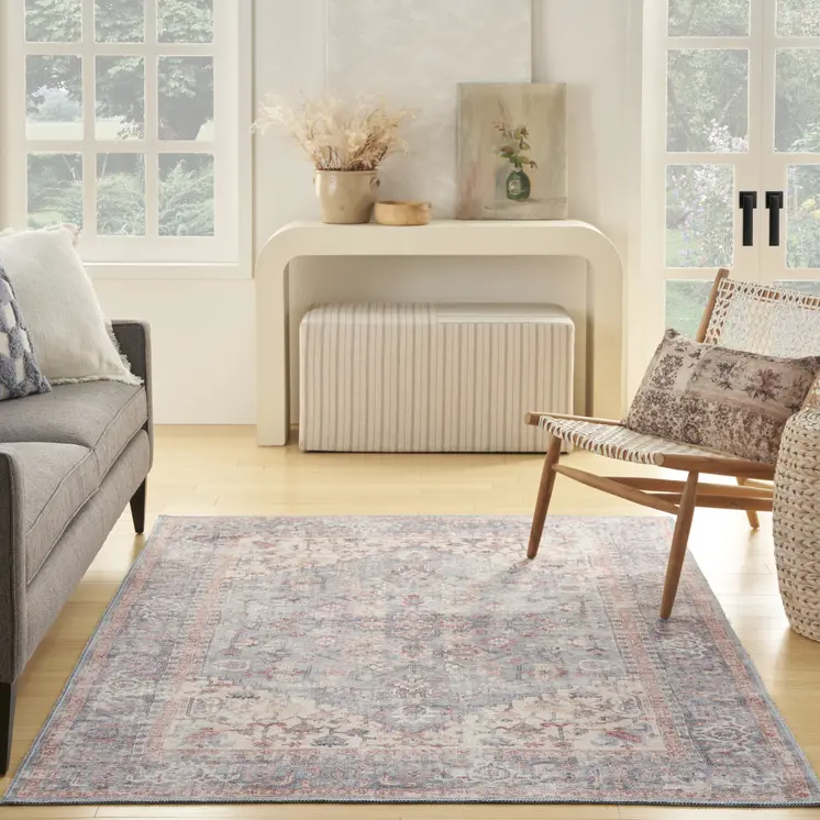 8' Gray And Ivory Abstract Runner Rug