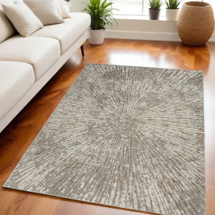 5' X 7' Gray And Ivory Abstract Area Rug