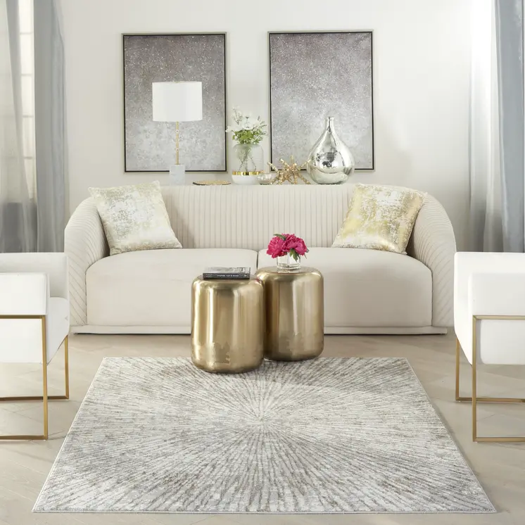 5' X 7' Gray And Ivory Abstract Area Rug