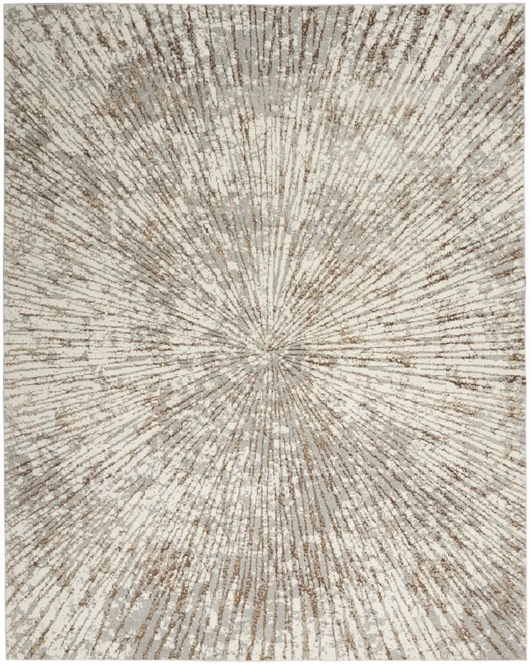 9' X 12' Gray And Ivory Abstract Area Rug