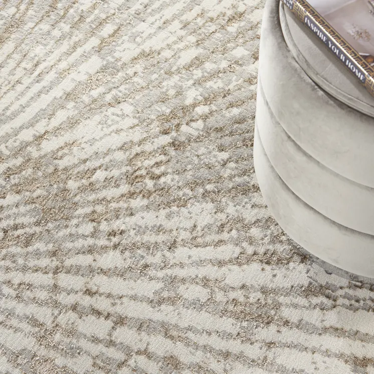 8' X 10' Gray And Ivory Abstract Area Rug