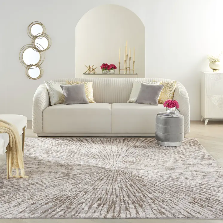 8' X 10' Gray And Ivory Abstract Area Rug