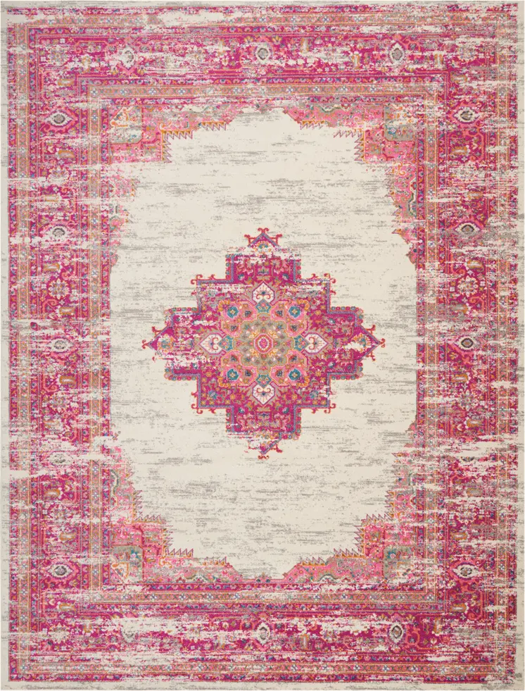 9' X 12' Pink Floral Power Loom Area Rug