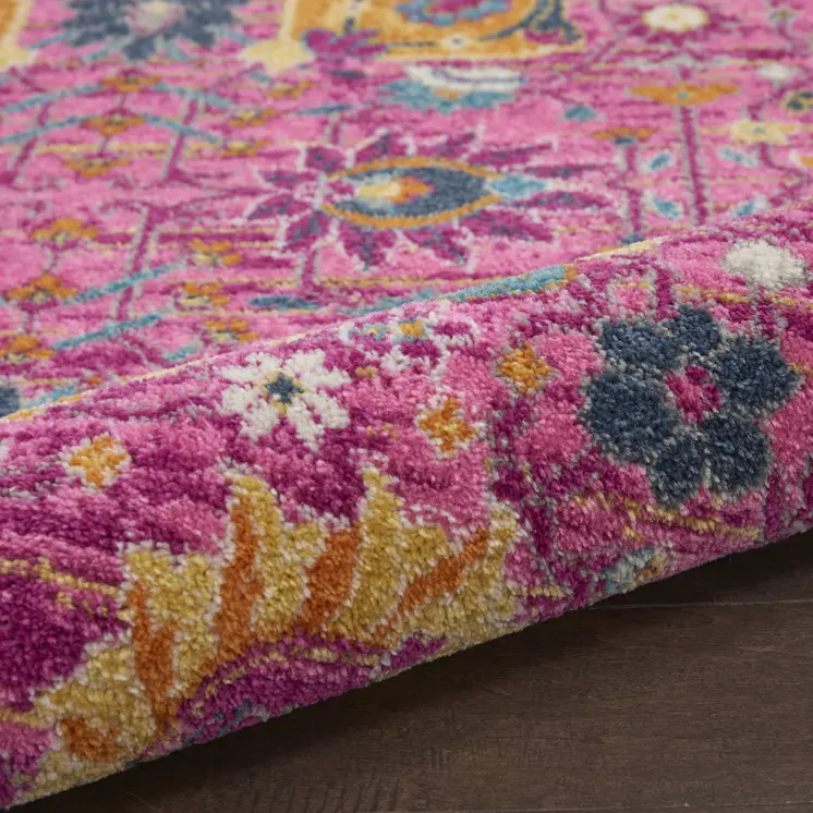 9' X 12' Pink Floral Power Loom Area Rug