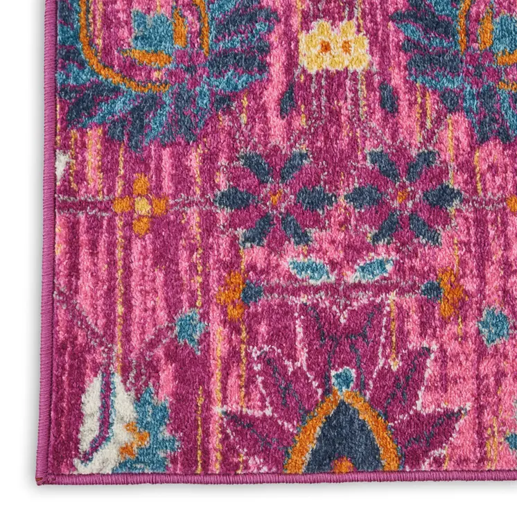 9' X 12' Pink Floral Power Loom Area Rug
