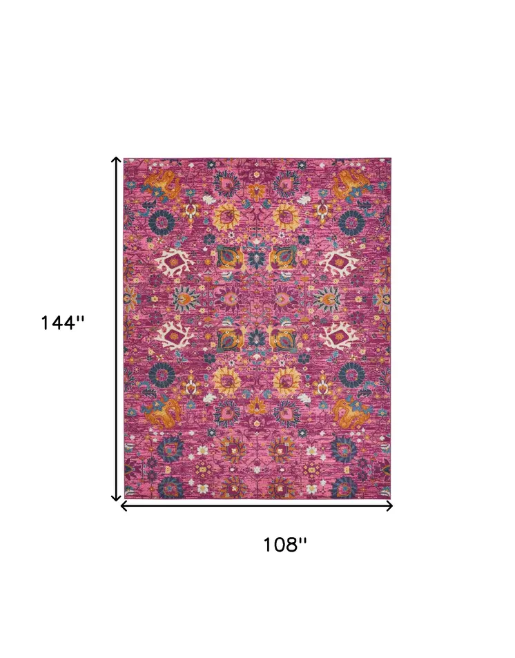 9' X 12' Pink Floral Power Loom Area Rug