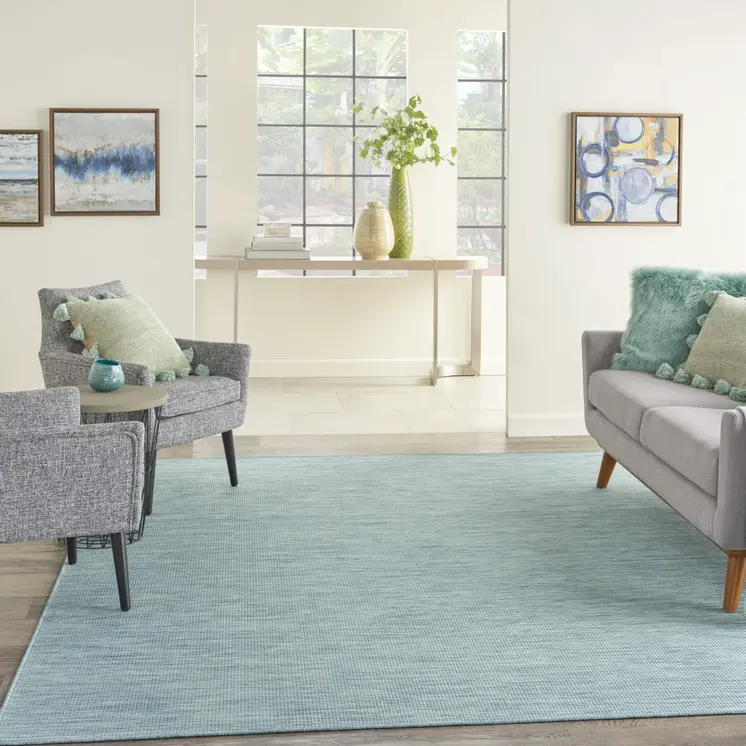 8' X 10' Aqua Indoor Outdoor Area Rug