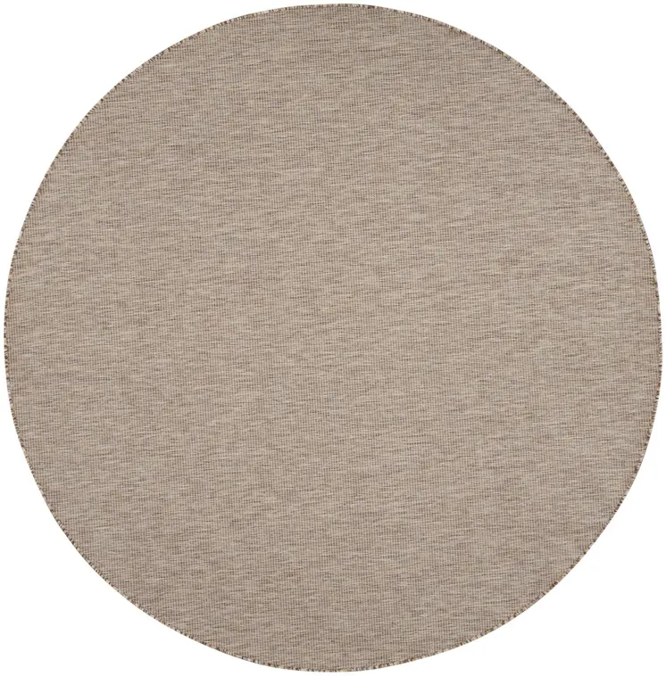 8' Beige Round Indoor Outdoor Area Rug