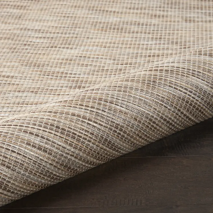 8' Beige Round Indoor Outdoor Area Rug