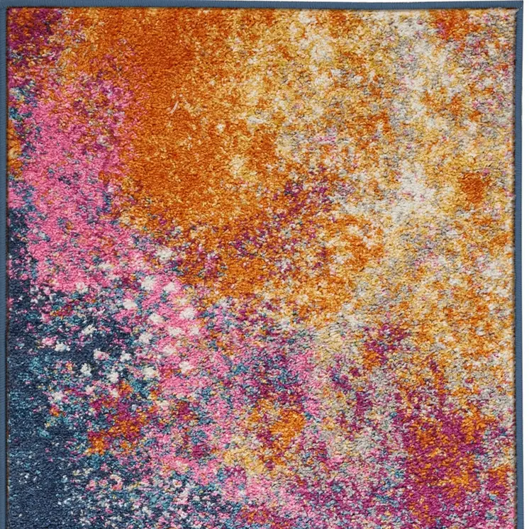 12' Blue Abstract Power Loom Runner Rug